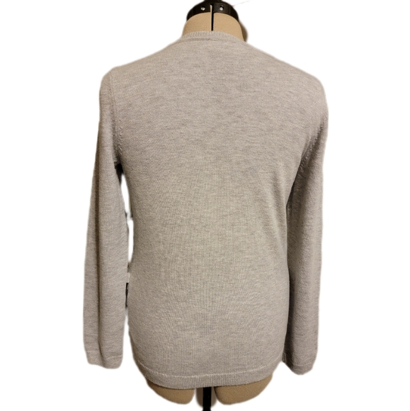 🔖🎄👉Talbots Fair Isle Wool Sweater Sz M Gray Ruffle detail - Picture 3 of 7